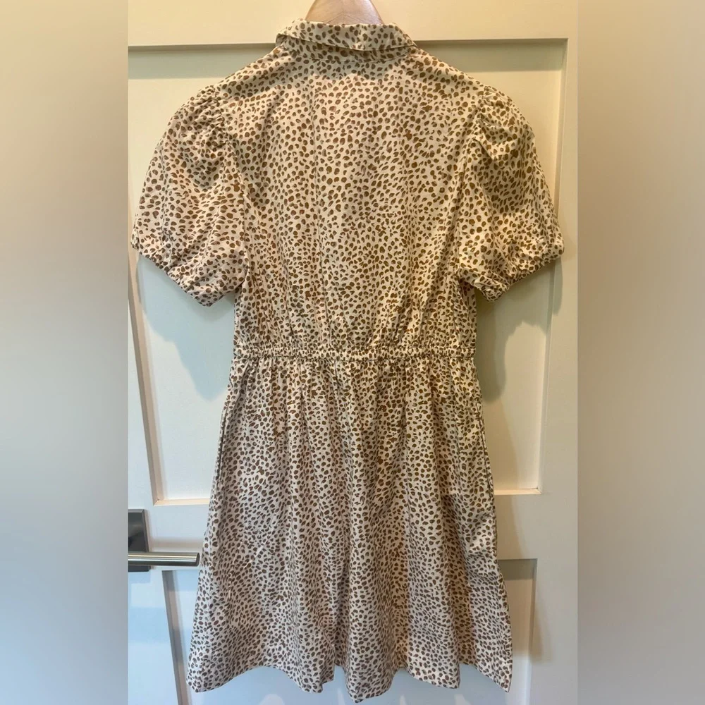 J. Crew Short Sleeve Collared Dress Brown/white Pattern Size 4